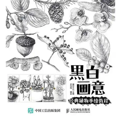黑白画意经典植物手绘教程书籍