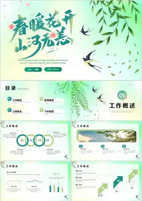 春天绿色唯美小清新ppt模板下载熊猫办公