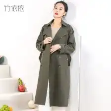 绿色双排扣大衣