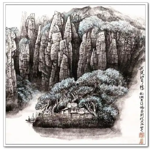 大山诗情师恩钊新北派山水画下