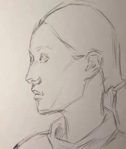 宅美术教你画神采奕奕的女中年素描头像头发