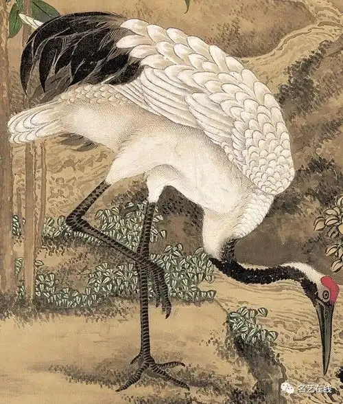沈铨画鹤,神韵自然,盖世之作