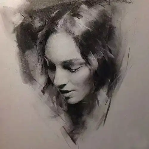炭笔素描,人物神态尽显笔下