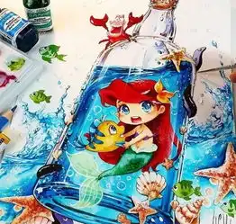 十二星座专属迪士尼公主水彩插画,双鱼座梦幻,巨蟹座太可爱了