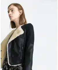 森衣舍秋季欧美外贸出口运单尾单修身毛呢短款潮女皮衣外套