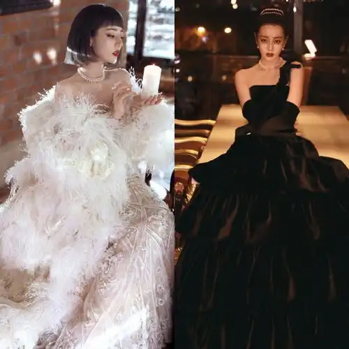baby穿土褐色连衣裙云看秀,车厘子红唇妆,演绎港风复古风情