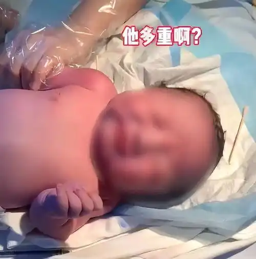 湖北男宝出生8斤3两,爸爸脱口而出也是个胖子,宝宝举动亮了