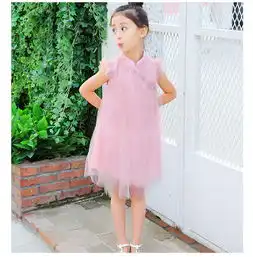 童裙2018夏季新款女童复古旗袍纱裙连衣裙中大童无袖裙子