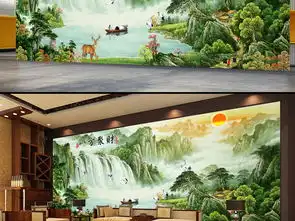 八方聚财中式山水国画风水画背景墙壁画图片设计素材高清psd模板下载210.11mb中式电视背景墙大全