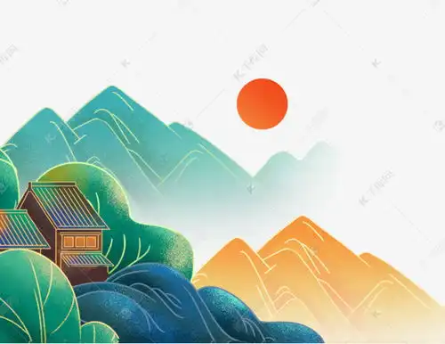 中国风山水太阳素材图片免费下载千库网