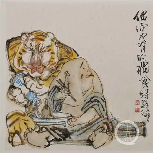 虎年说虎画虎看到这只老虎前来恭贺新春可能全家都会笑出声
