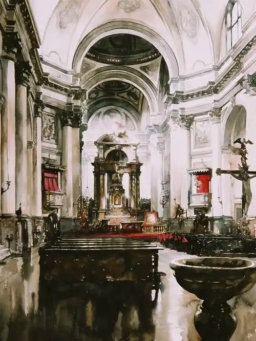 波兰艺术家pauldmoch建筑水彩画作品欣赏