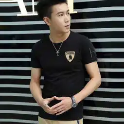 2014新款夏男士半袖纯黑色男装小衫