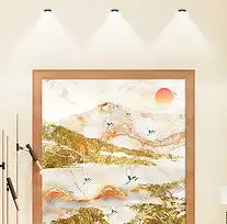 样机新中式意境山水画新中式花鸟山水玄关床头挂画图片素材设计师mail23826488专辑大全我图网