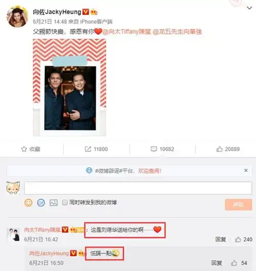 疑似官宣向太父亲节在评论里cue刘德华,向佐直呼低调一点