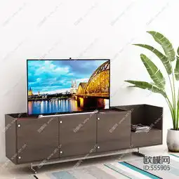 现代轻奢电视柜电视绿植饰品3d模型