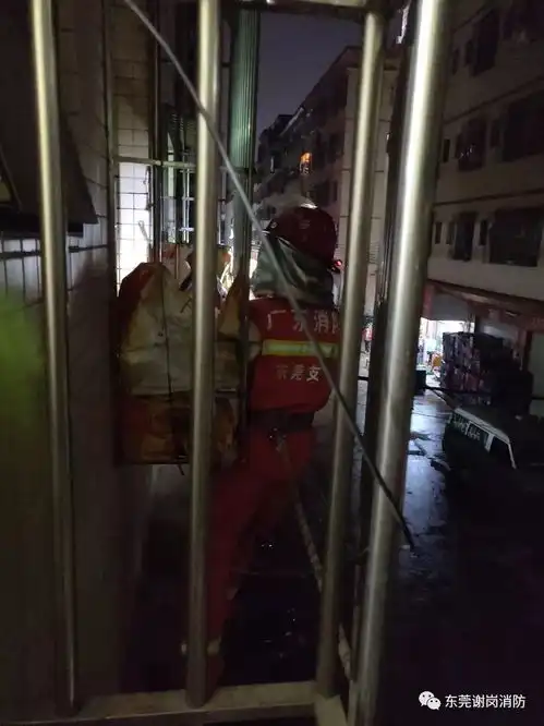 火焰蓝消防救援家中成员被反锁,谢岗消防爬窗救人