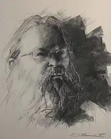 一个疯狂的艺术家,扎实的素描功底,笔触够彪悍潇洒大气