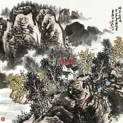 赵书亭烟岚山居图国画山水画水墨写意大丘