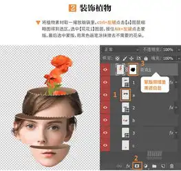 photoshop制作表现夸张的切开的头像和花朵海报