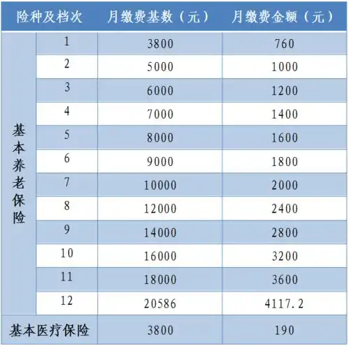 2021年度园区灵活就业人员社保缴费档次和标准公布