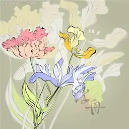 花朵绽放花草树木矢量图下载2215920