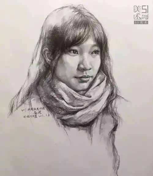 男女青年素描头像怎么精细画附步骤图