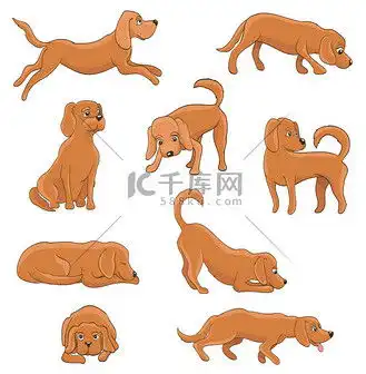 可爱的卡通猫和狗以不同的情感