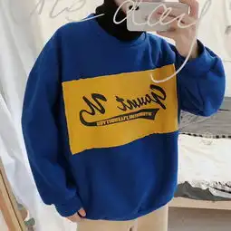 港风高领卫衣男加绒加厚秋冬款韩版潮流原宿bf风嘻哈情侣装卫衣外套一件代发