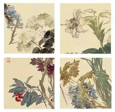 任伯年花卉小品,淡雅明洁