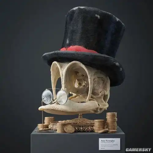 惊悚的萌感3d艺术家创作的卡通人物头骨化石