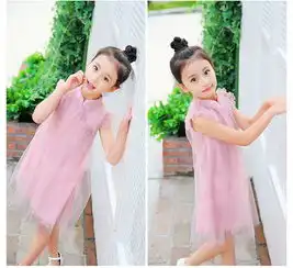 童裙2018夏季新款女童复古旗袍纱裙连衣裙中大童无袖裙子