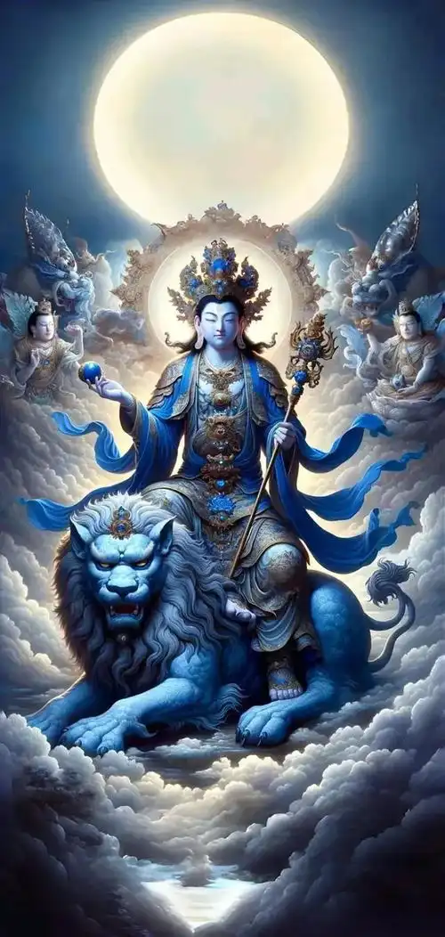 佛系壁纸文殊菩萨佛光普照