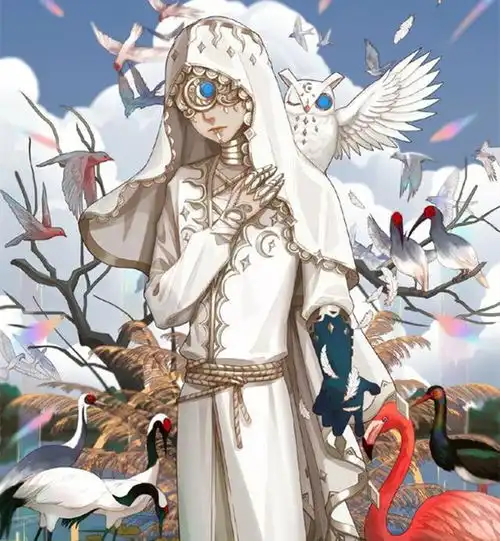 第五人格先知白是高级缝合皮月相摘兜帽,独行者染发