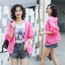 夏季防晒衣女短款学生韩版原宿风bf宽松长袖百搭蝙蝠袖夹克薄外套