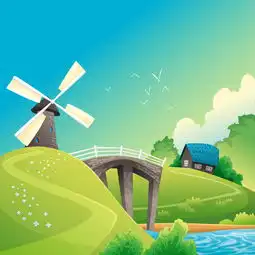 卡通自然风景河边矢量图图片素材其他格式下载装饰图案大全其他