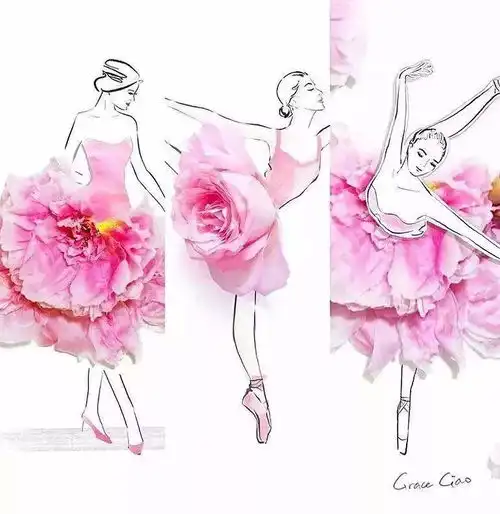 花卉礼服手绘新加坡插画师graceciao的花瓣时装秀