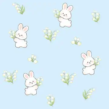 卡通兔子紫色小清新碎花印花图案