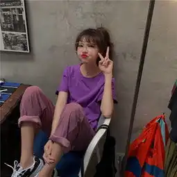 其它其它图案紫色夏季方领衬衫