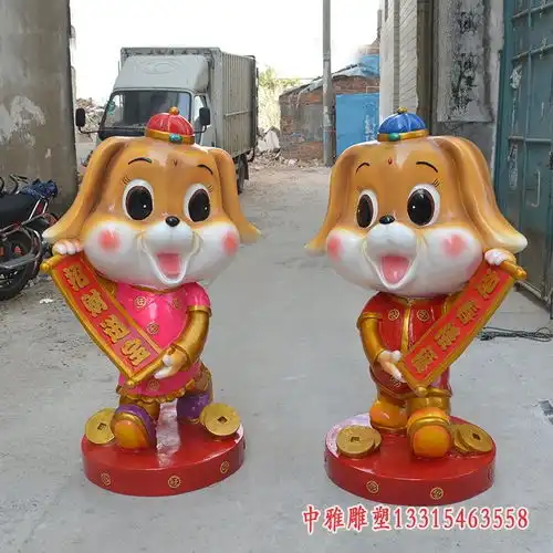 玻璃钢卡通狗彩绘狗雕塑步行街卡通狗树脂雕塑加工厂