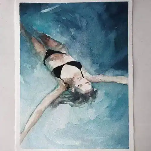 天才水彩画家,画笔下的酮体