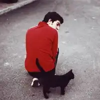 求头像,有一个男孩和一只黑猫的