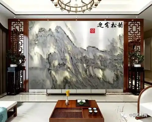 天然石材山水画背景墙70图,霸气张扬