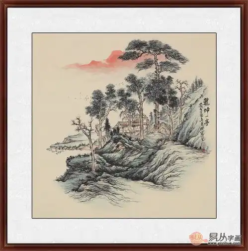 大有可观,小有可为墨色古香斗方山水画
