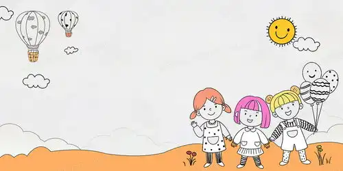 可爱儿童节卡通简约简笔画热气球童趣背景背景图片素材免费下载熊猫办公
