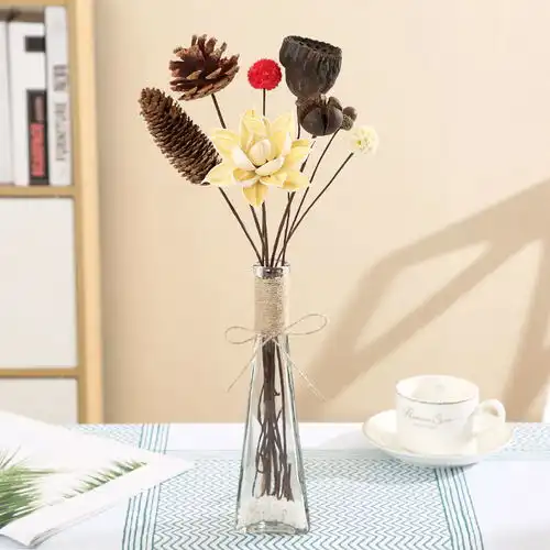 天然清新干花小家居摆设花束北欧ins花瓶套装客厅摆件装饰永生花