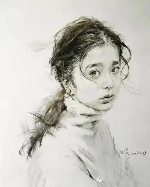央美男神色粉画中的粉色少女,太迷人了