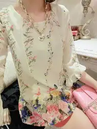 twinkle印象春季新款女韩版印花蝙蝠公主中袖...