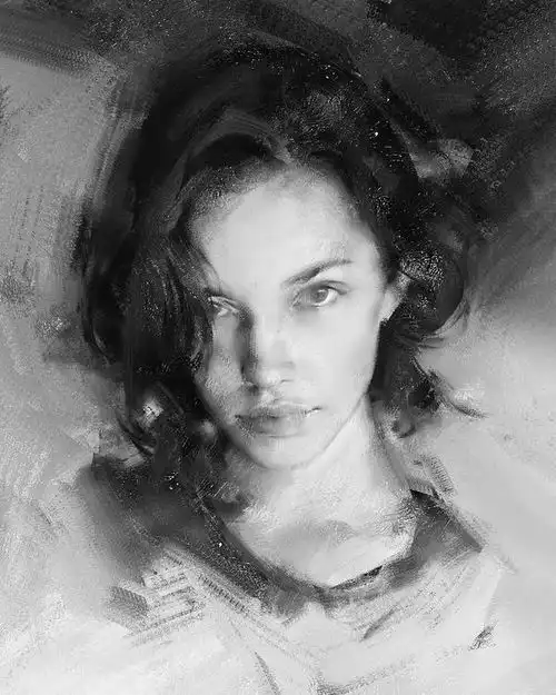 动感十足美国概念画家李旺杰女性人物素描作品图