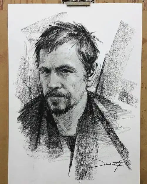 用木炭条也能把肖像画活了素描的魅力